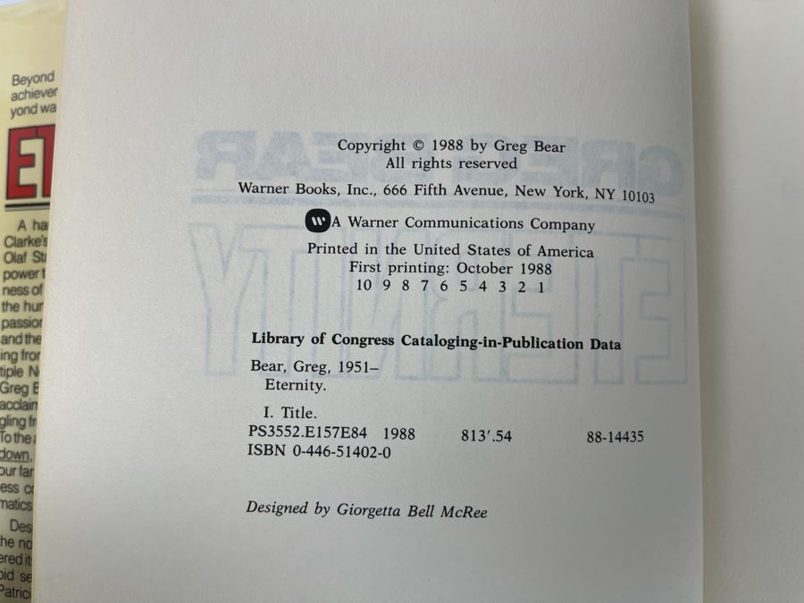 Signed First Printing Hardcover Book Eternity By Greg Bear Signed And Illustrated By Greg Bear [Photo 7]