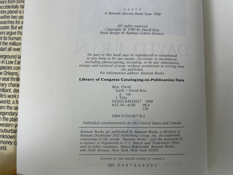Signed First Edition Hardcover Book Earth By David Brin [Photo 7]