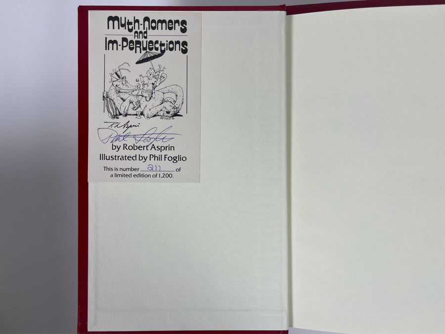 Signed First Edition Hardcover Book With Slipcover Myth-nomers And Im-pervections Signed By Robert Asprin And Phil Foglio [Photo 4]