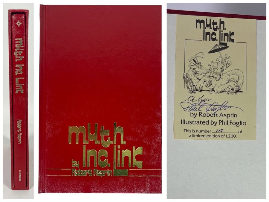 Signed First Edition Hardcover Book With Slipcover M.Y.T.H. Inc. Link Signed By Robert Asprin And Phil Foglio [Photo 1]