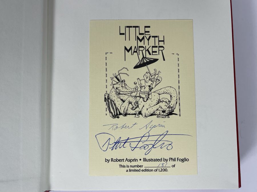 Signed First Edition Hardcover Book With Slipcover Little Myth Marker Signed By Robert Asprin And Phil Foglio [Photo 5]