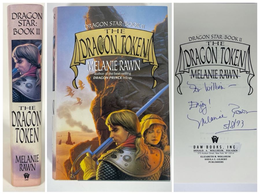 Signed First Printing Hardcover Book The Dragon Token Dragon Star: Book II By Melanie Rawn [Photo 1]