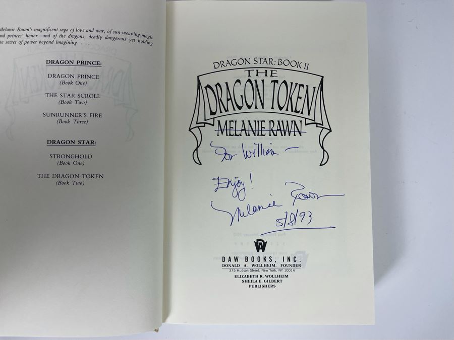 Signed First Printing Hardcover Book The Dragon Token Dragon Star: Book II By Melanie Rawn [Photo 5]