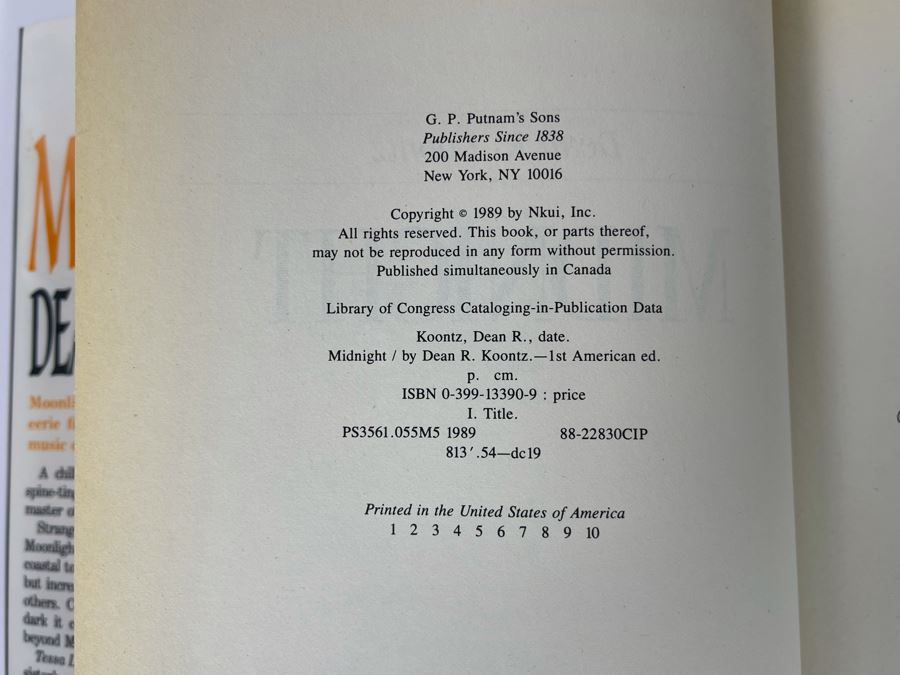 Signed First Edition Hardcover Book Midnight By Dean R. Koontz [Photo 8]