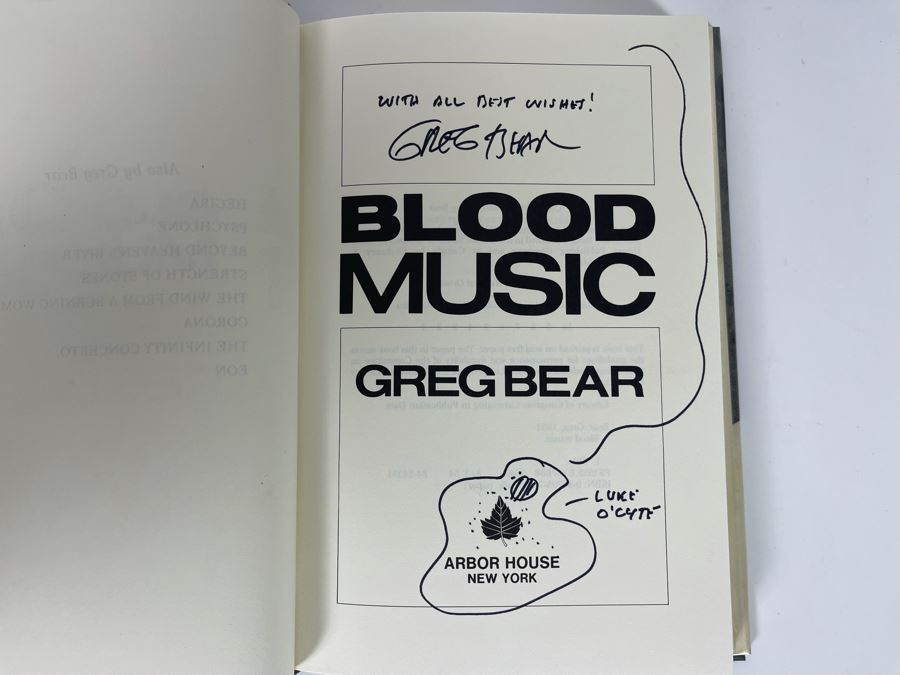 Signed First Edition Hardcover Book Blood Music By Greg Bear Signed And Illustrated By Greg Bear [Photo 6]
