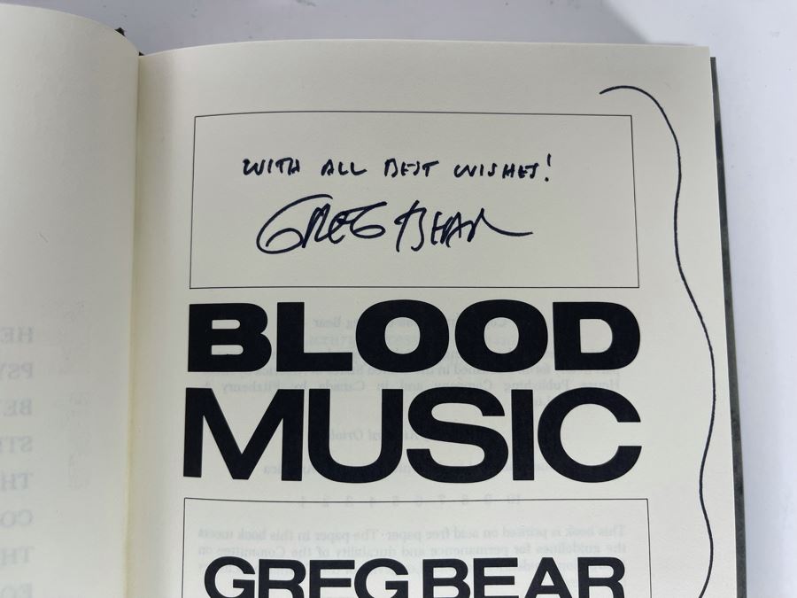 Signed First Edition Hardcover Book Blood Music By Greg Bear Signed And Illustrated By Greg Bear [Photo 7]