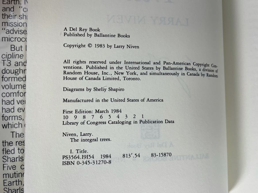 Signed First Edition Hardcover Book The Integral Trees By Larry Niven [Photo 7]