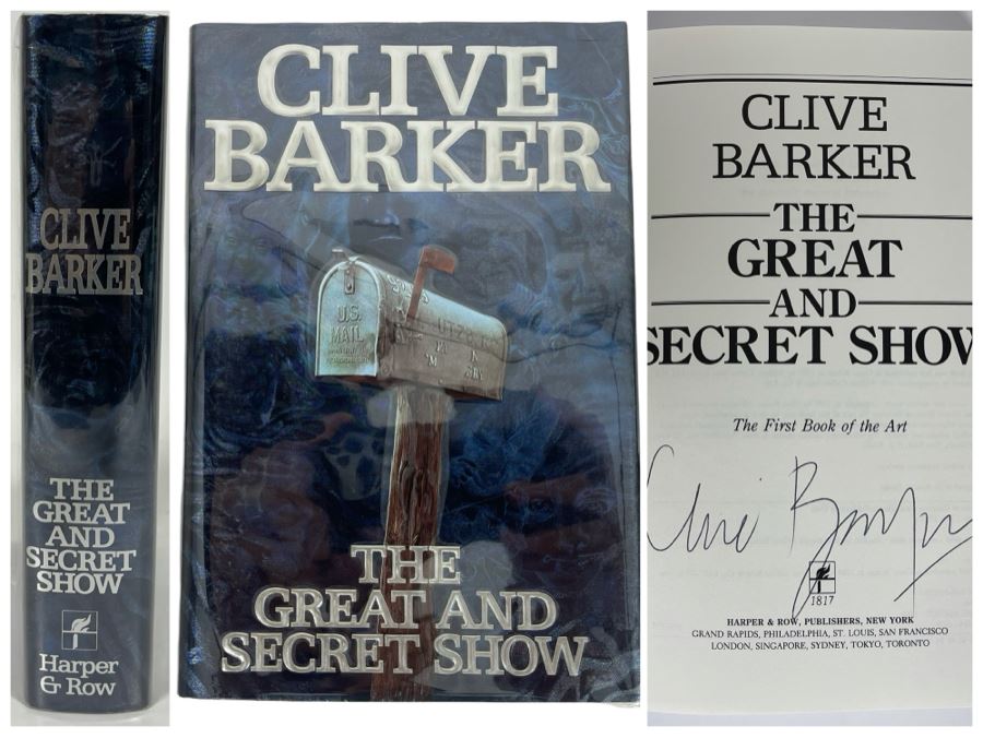 Signed First North American Edition Hardcover Book The Great And Secret Show By Clive Barker