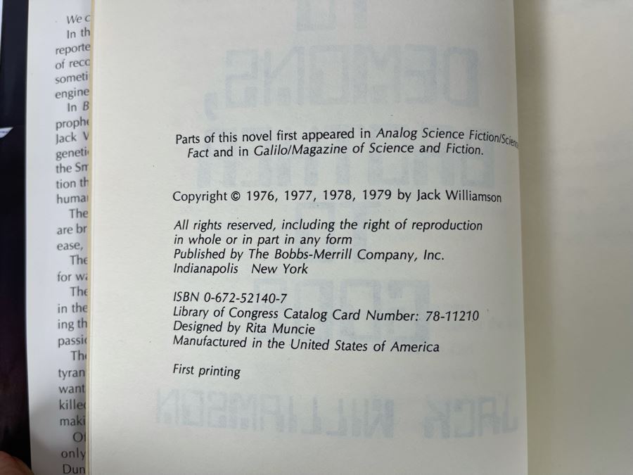 Signed First Printing Hardcover Book Brother To Demons, Brother To Gods By Jack Williamson [Photo 7]