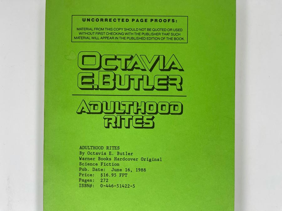Signed First Printing Paperback Book Adulthood Rites - Uncorrected Page Proofs By Octavia E. Butler [Photo 4]