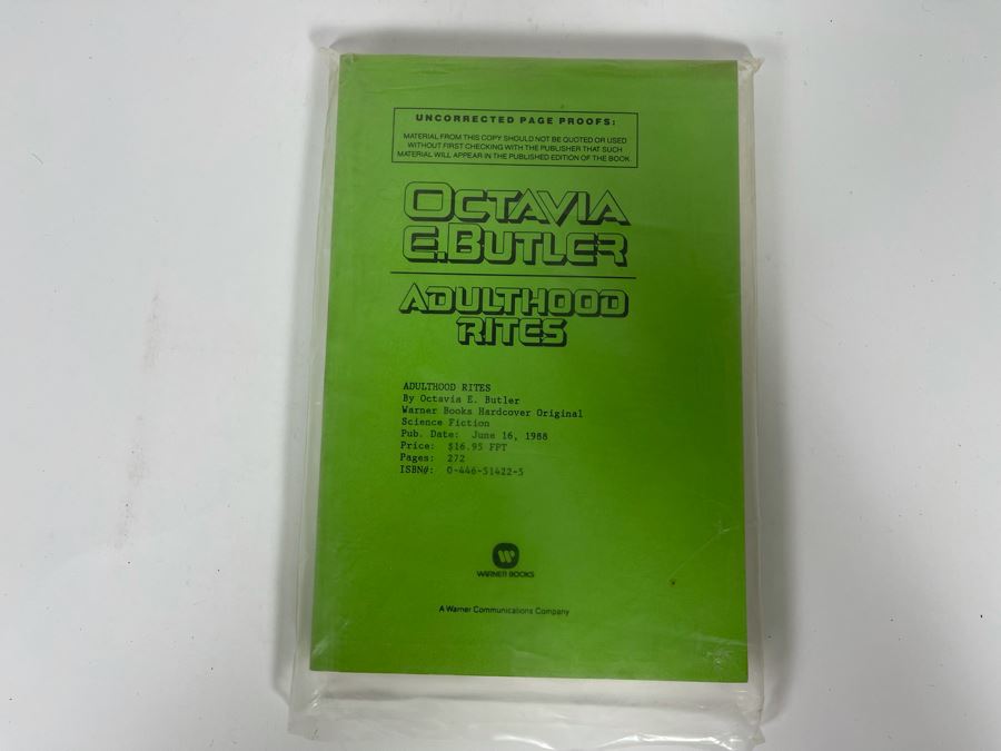 Signed First Printing Paperback Book Adulthood Rites - Uncorrected Page Proofs By Octavia E. Butler [Photo 9]