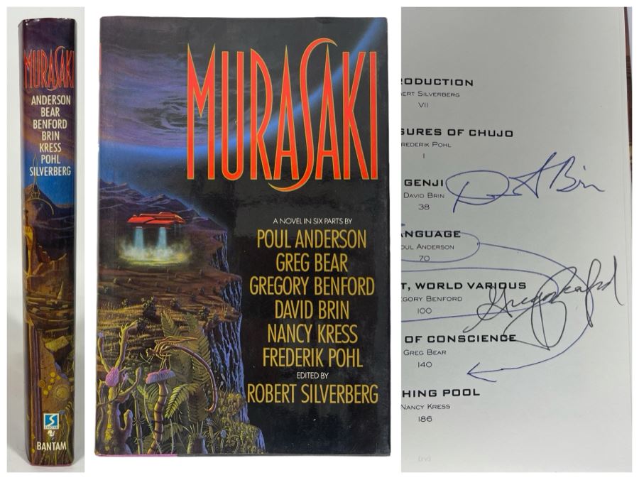 Signed First Edition Hardcover Book Murasaki By Multiple Authors Signed By David Brin And Gregory Benford [Photo 1]