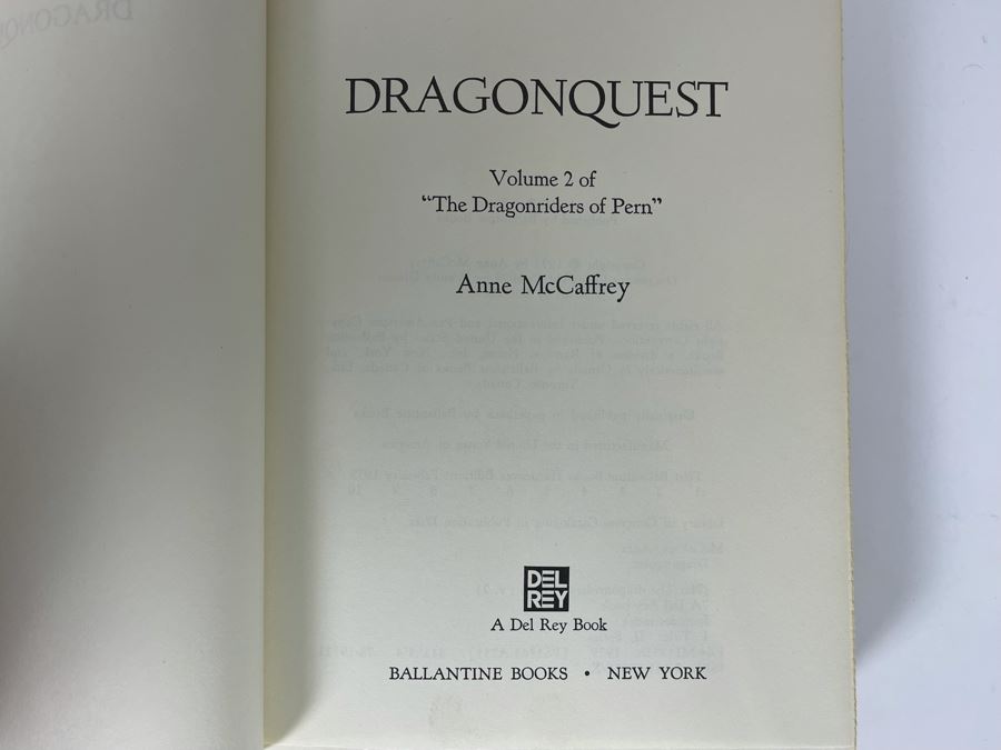 Signed First Edition Hardcover Book Dragonquest By Anne McCaffrey ...