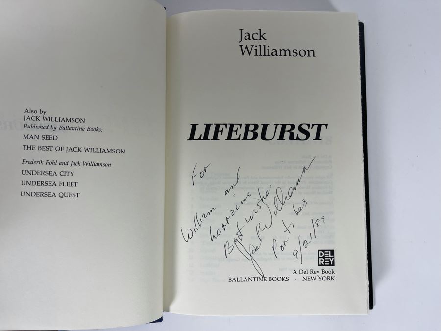 Signed First Edition Hardcover Book Lifeburst By Jack Williamson [Photo 6]