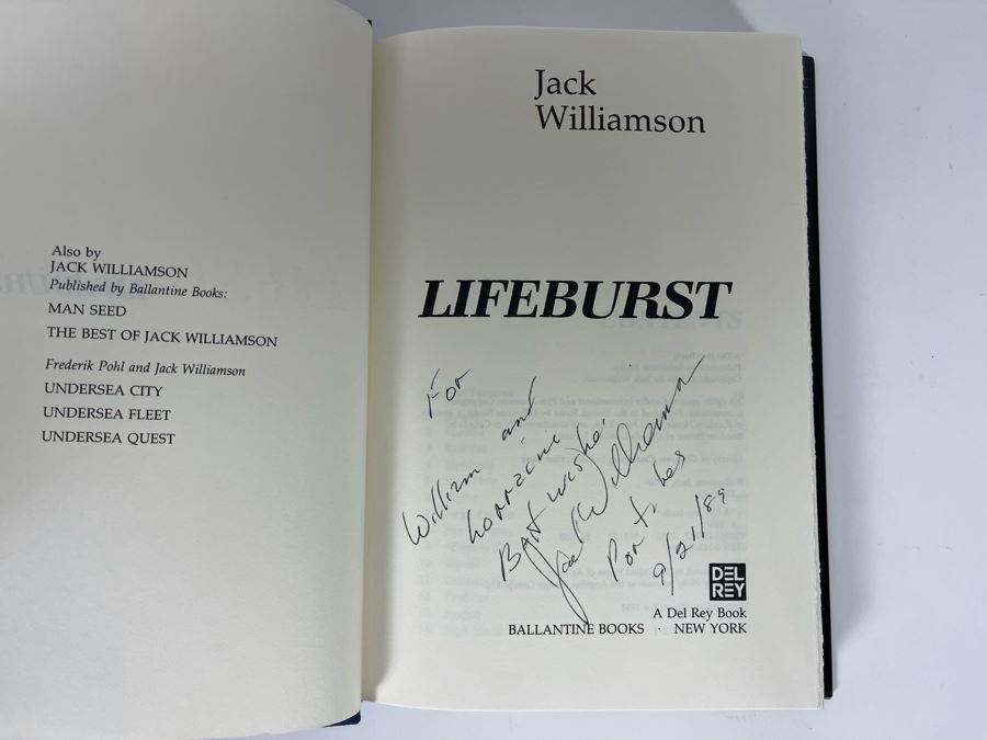 Signed First Edition Hardcover Book Lifeburst By Jack Williamson [Photo 5]