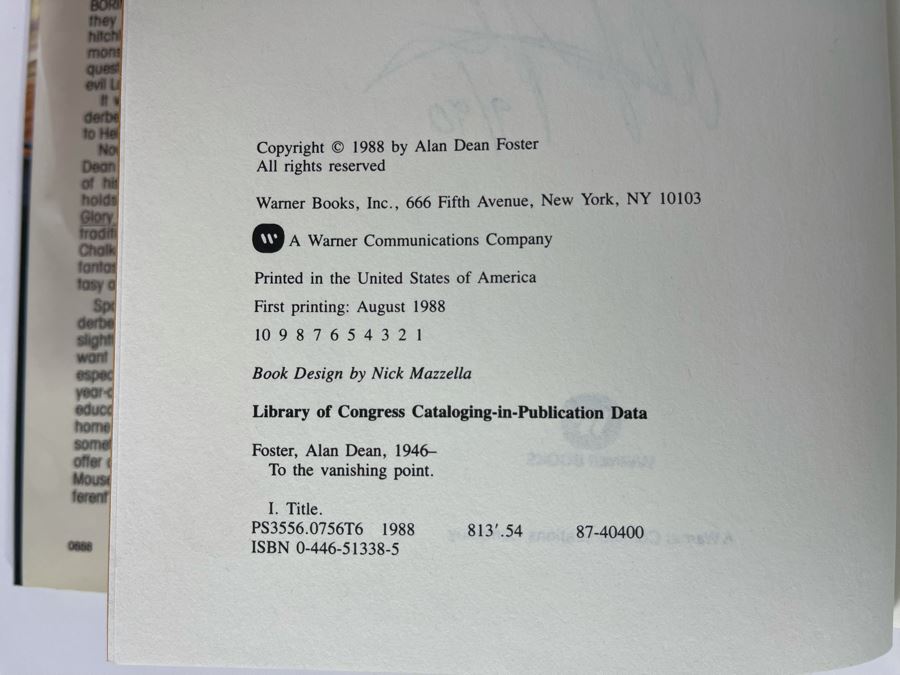 Signed First Printing Hardcover Book To The Vanishing Point By Alan Dean Foster [Photo 7]