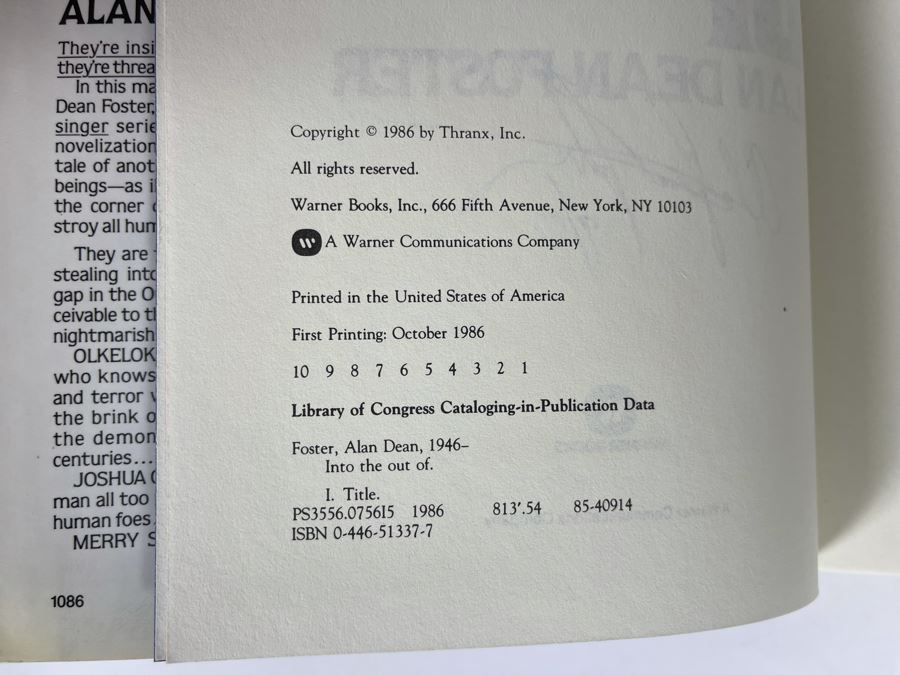 Signed First Printing Hardcover Book Into The Out Of By Alan Dean Foster [Photo 7]