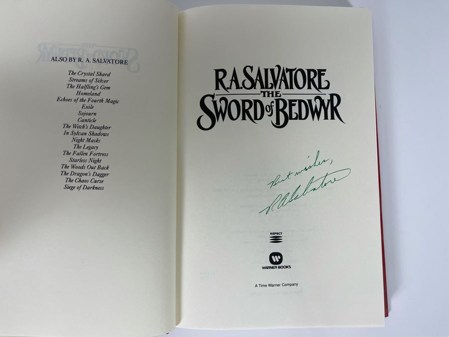 Signed First Printing Hardcover Book The Sword Of Bedwyr By R. A. Salvatore [Photo 5]