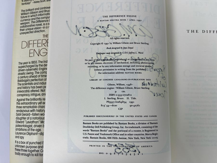 Signed First Edition Hardcover Book The Difference Engine By William Gibson And Bruce Sterling [Photo 7]