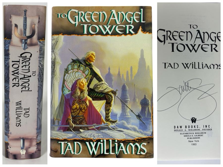 Signed First Printing Hardcover Book To Green Angel Tower By Tad Williams [Photo 1]