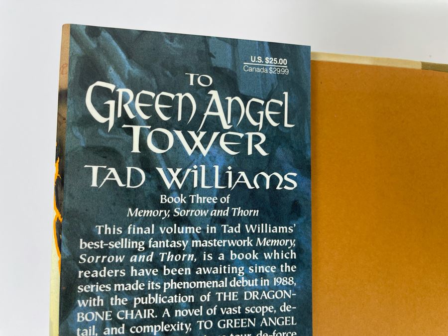 Signed First Printing Hardcover Book To Green Angel Tower By Tad Williams [Photo 4]