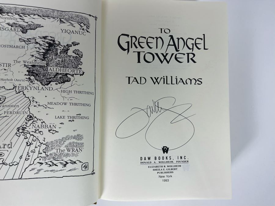 Signed First Printing Hardcover Book To Green Angel Tower By Tad Williams [Photo 5]