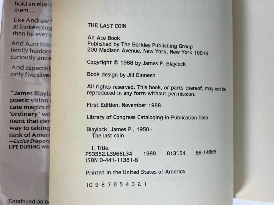 Signed First Edition Hardcover Book The Last Coin By James P. Blaylock [Photo 7]