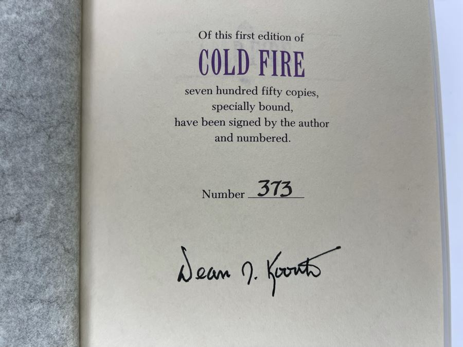 Signed Limited / First Edition Hardcover Book With Slipcover Cold Fire By Dean Koontz [Photo 7]
