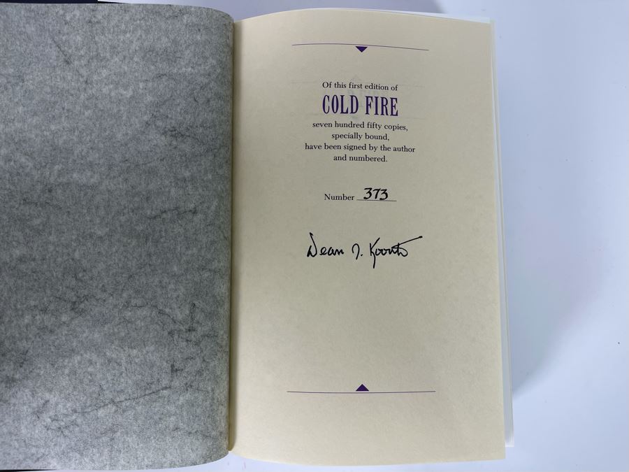 Signed Limited / First Edition Hardcover Book With Slipcover Cold Fire By Dean Koontz [Photo 6]