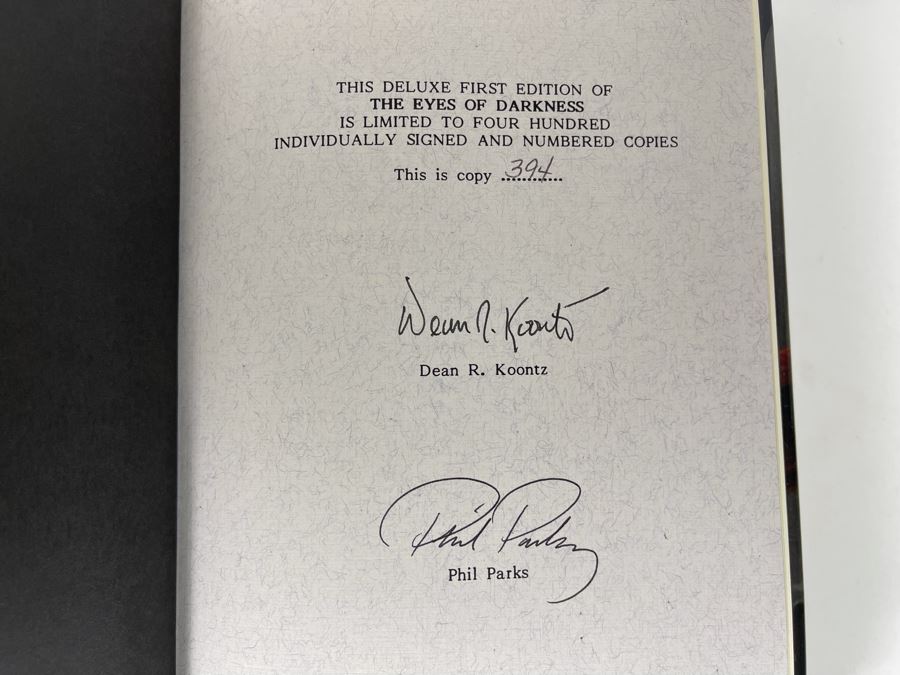 Signed Limited / First Edition Hardcover Book The Eyes Of Darkness By Dean R. Koontz Signed By Dean Koontz And Phil Parks [Photo 7]