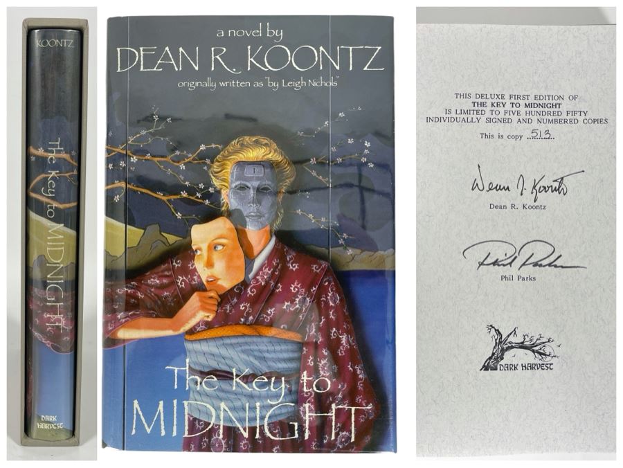 Signed Limited / First Edition Hardcover Book The Key To Midnight By Dean R. Koontz Signed By Dean Koontz And Phil Parks