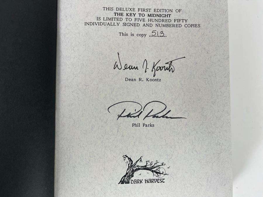 Signed Limited / First Edition Hardcover Book The Key To Midnight By Dean R. Koontz Signed By Dean Koontz And Phil Parks [Photo 6]