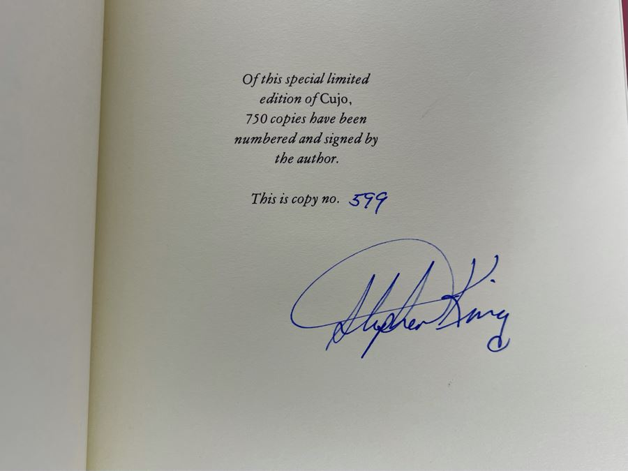 Signed Limited / First Edition Hardcover Book With Slipcover Cujo By ...