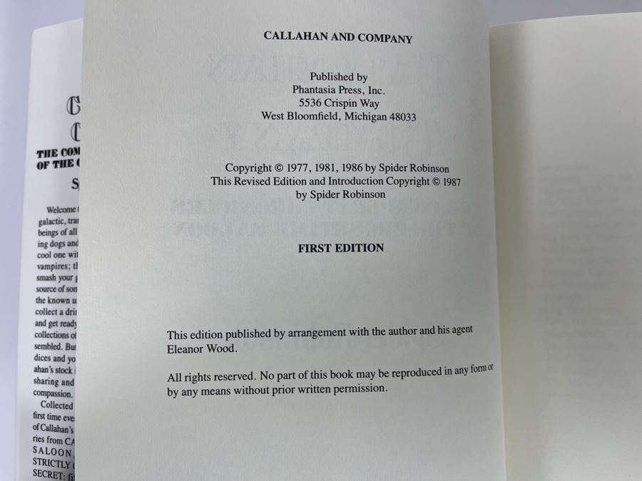 Signed Limited / First Edition Hardcover Book With Slipcover Callahan And Company By Spider Robinson [Photo 6]