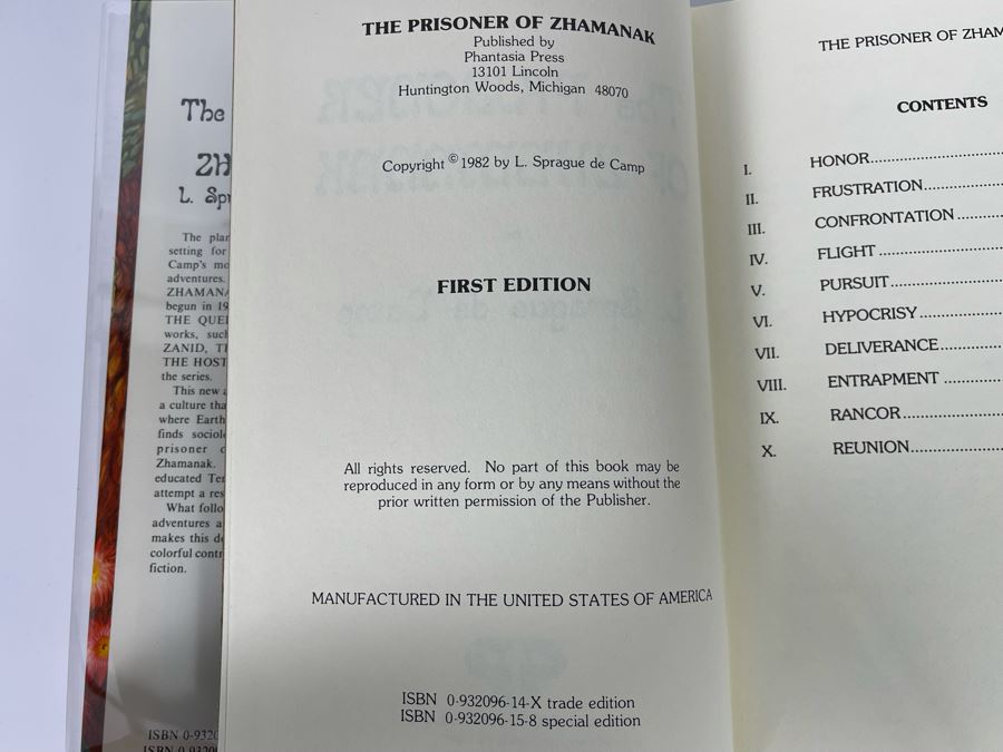 Signed Limited / First Edition Hardcover Book With Slipcover The Prisoner Of Zhamanak By L. Sprague De Camp [Photo 5]