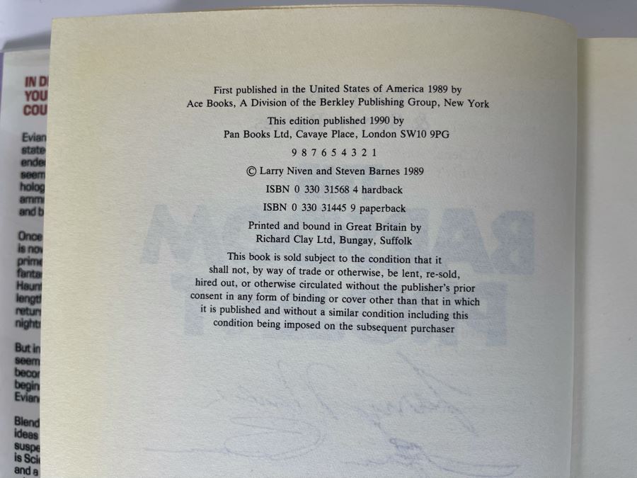 Signed First Edition Hardcover Book The Barsoom Project By Larry Niven And Steven Barnes [Photo 7]