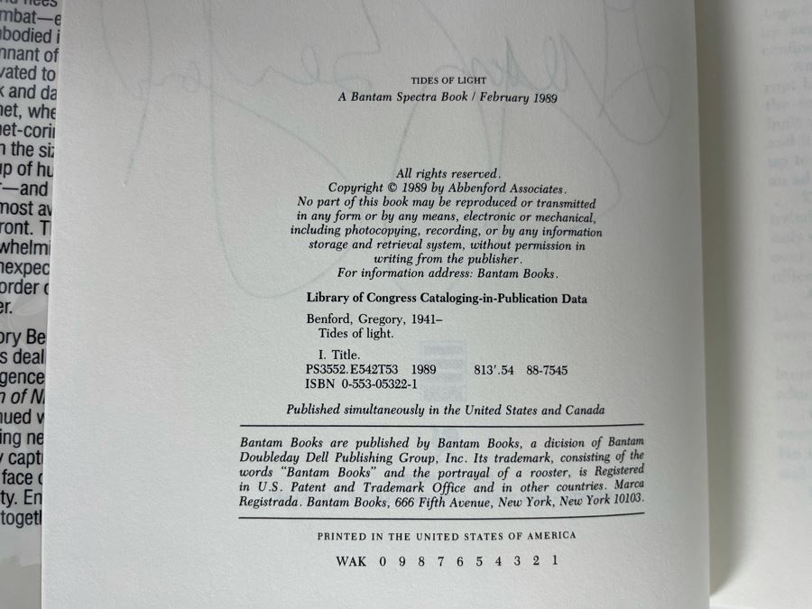 Signed First Edition Hardcover Book Tides Of Light By Gregory Benford [Photo 7]