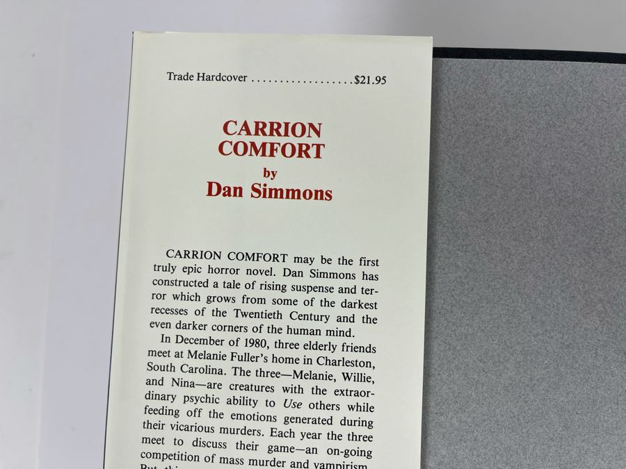 Signed Limited / First Edition Hardcover Book With Slipcover Carrion Comfort By Dan Simmons [Photo 4]