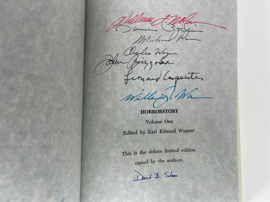Signed Limited / First Edition Hardcover Book With Case Horrorstory Volume One Edited By Karl Edward Wagner Signed By Multiple Authors - See Photos [Photo 12]