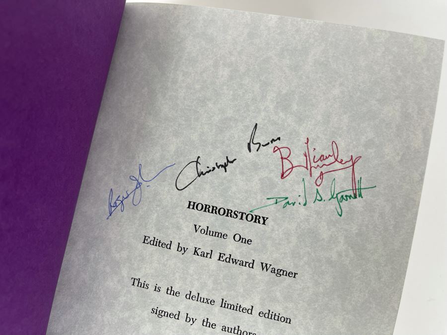 Signed Limited / First Edition Hardcover Book With Case Horrorstory Volume One Edited By Karl Edward Wagner Signed By Multiple Authors - See Photos [Photo 7]