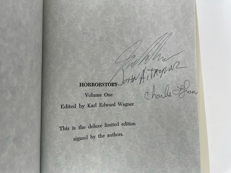 Signed Limited / First Edition Hardcover Book With Case Horrorstory Volume One Edited By Karl Edward Wagner Signed By Multiple Authors - See Photos [Photo 15]