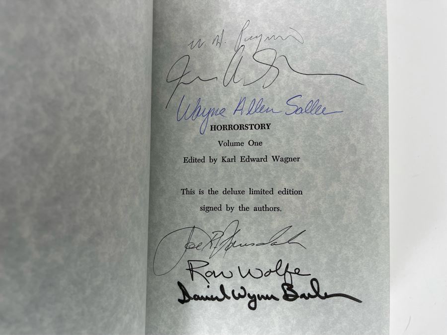 Signed Limited / First Edition Hardcover Book With Case Horrorstory Volume One Edited By Karl Edward Wagner Signed By Multiple Authors - See Photos [Photo 9]