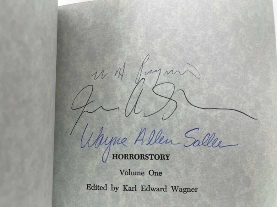 Signed Limited / First Edition Hardcover Book With Case Horrorstory Volume One Edited By Karl Edward Wagner Signed By Multiple Authors - See Photos [Photo 10]