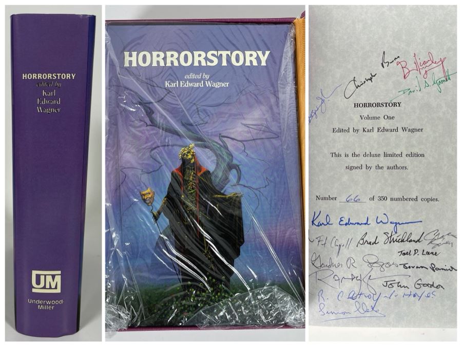Signed Limited / First Edition Hardcover Book With Case Horrorstory Volume One Edited By Karl Edward Wagner Signed By Multiple Authors - See Photos