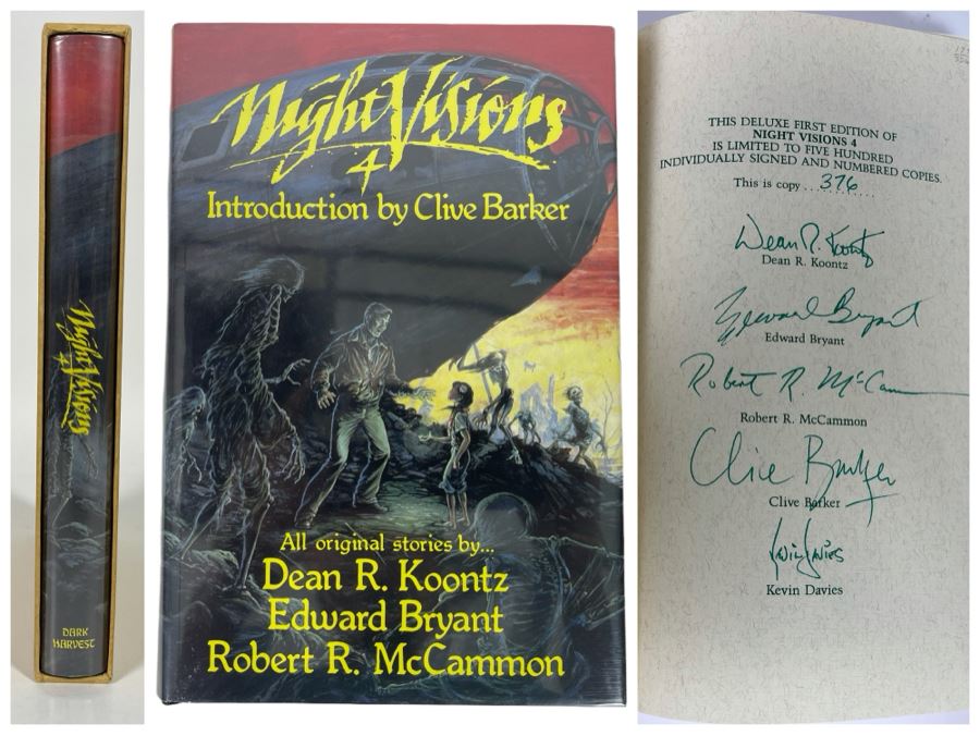 Signed Limited / First Edition Hardcover Book With Slipcover Night Visions 4 Signed By Dean R. Koontz, Edward Bryant, Robert R. McCammon, Clive Barker And Kevin Davies