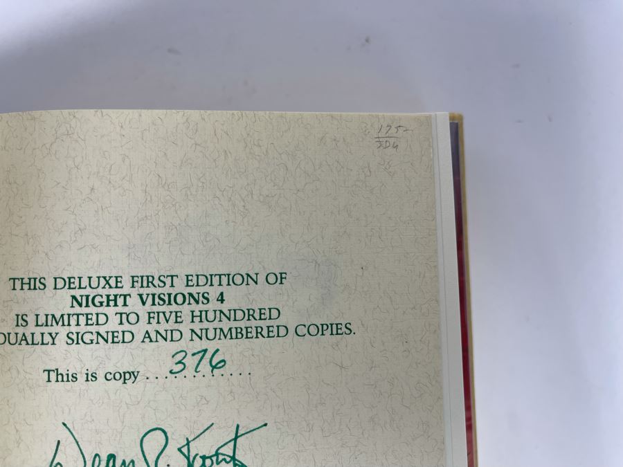 Signed Limited / First Edition Hardcover Book With Slipcover Night Visions 4 Signed By Dean R. Koontz, Edward Bryant, Robert R. McCammon, Clive Barker And Kevin Davies [Photo 7]