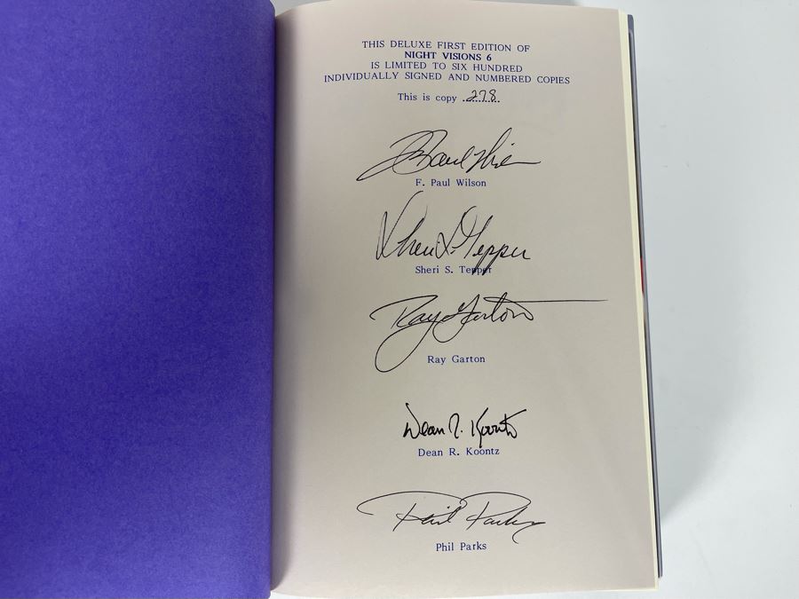 Signed Limited / First Edition Hardcover Book With Slipcover Night Visions 6 Signed By F. Paul Wilson, Sheri S. Tepper, Ray Garton, Dean R. Koontz And Phil Parks [Photo 5]