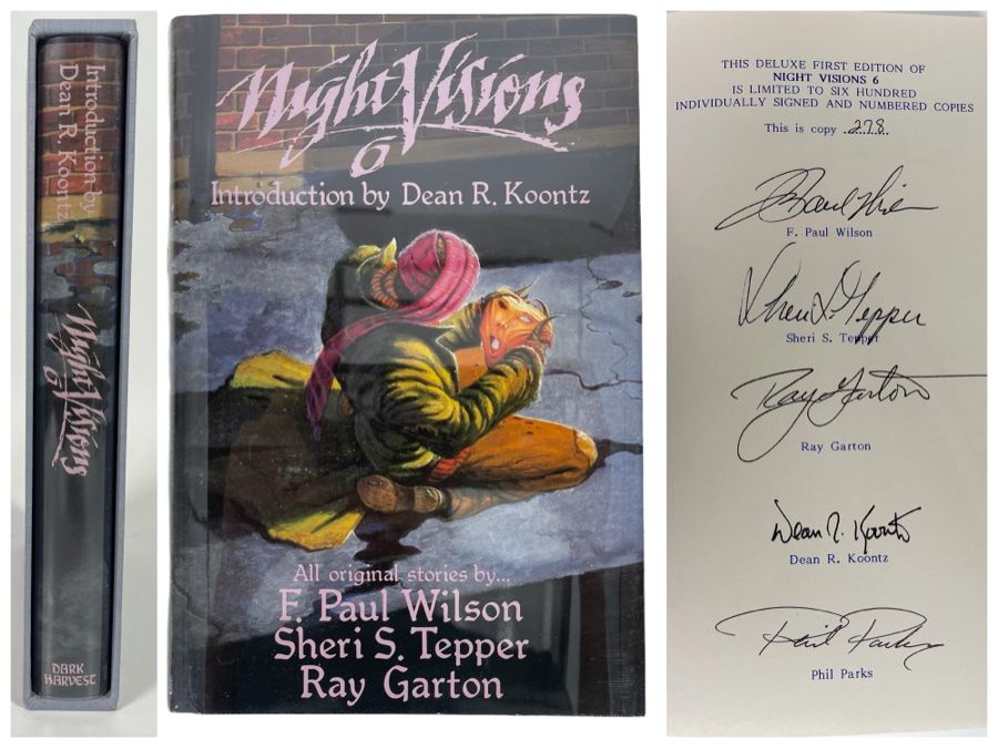 Signed Limited / First Edition Hardcover Book With Slipcover Night Visions 6 Signed By F. Paul Wilson, Sheri S. Tepper, Ray Garton, Dean R. Koontz And Phil Parks [Photo 1]