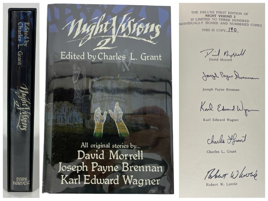 Signed Limited / First Edition Hardcover Book With Slipcover Night Visions 2 Signed By David Morrell, Joseph Payne Brennan, Karl Edward Wagner, Charles L. Grant, Robert W. Lavoie [Photo 1]