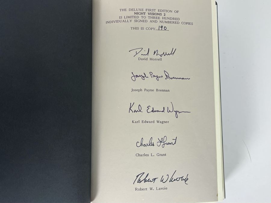Signed Limited / First Edition Hardcover Book With Slipcover Night Visions 2 Signed By David Morrell, Joseph Payne Brennan, Karl Edward Wagner, Charles L. Grant, Robert W. Lavoie [Photo 5]